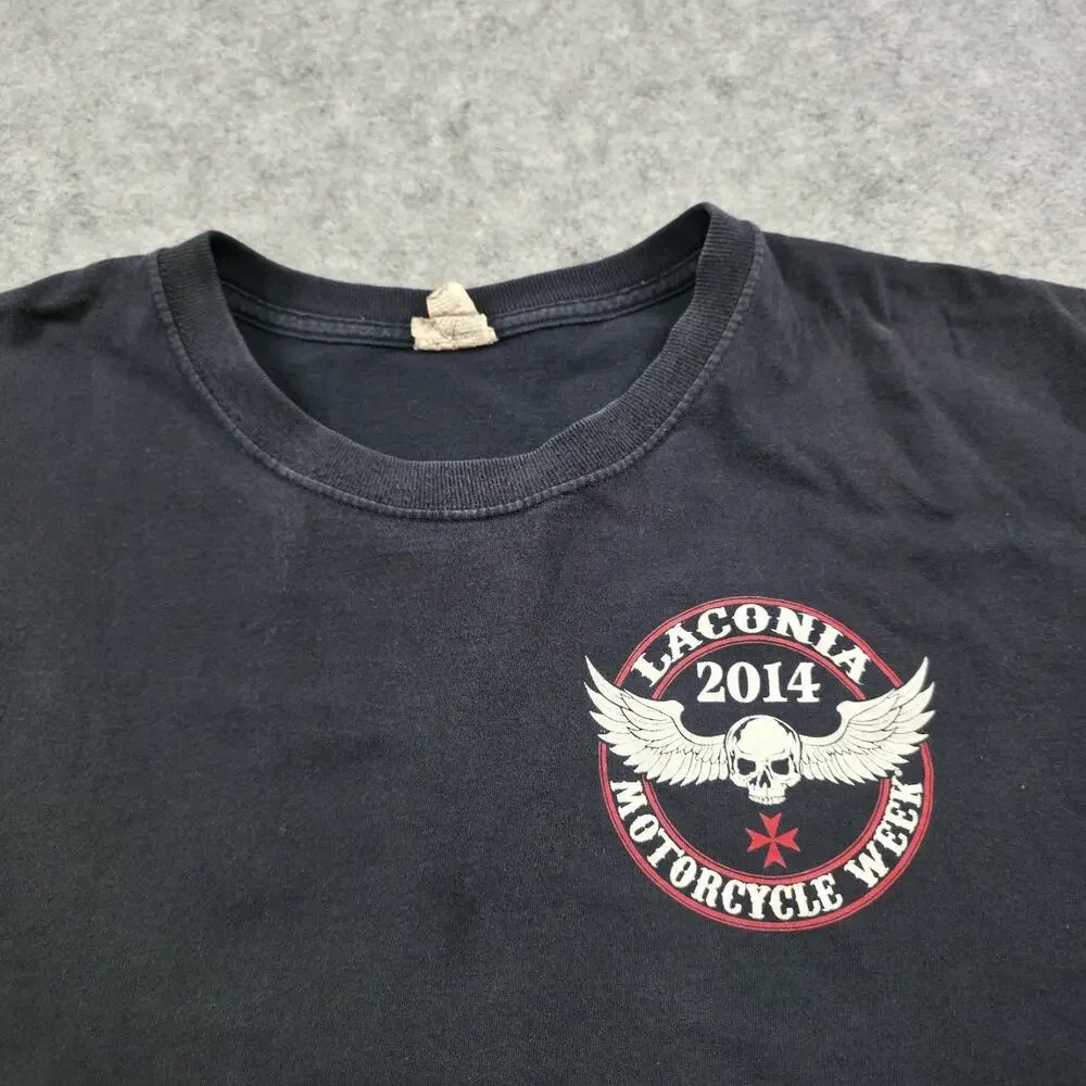 Laconia Motorcycle Week Shirt Mens XL Black 2014 Skull Wings Biker Rally Graphic - Picture 7 of 13